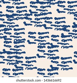 Stripe texture pattern. Indigo japanese watercolor seamless print. Organic shibori vector tie dye background. Japan rustic batik fabric. Traditional modern abstract tile. Psychedelic folk design.