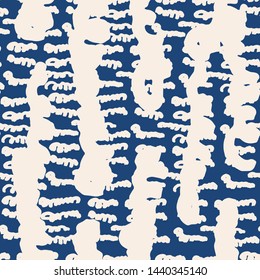 Stripe texture pattern. Indigo japanese watercolor seamless print. Organic shibori vector tie dye background. Japan rustic batik fabric. Traditional modern abstract tile. Psychedelic folk design.