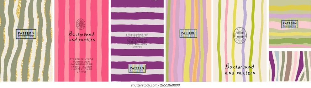 Stripe. Vector illustration of vertical and horizontal striped stylish pattern for background, poster, border, textile, wallpaper, frame or cover. Grunge, hand-drawn style.
