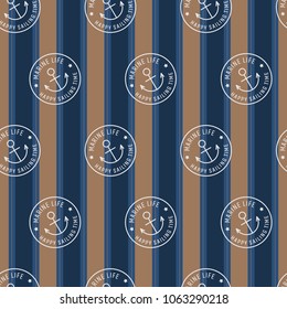 Stripe vintage sailor marine life stamp. A vintage, modern, and flexible pattern for brand who has mature and fun style. Repeated pattern. Happy, retro, and nautical mood.