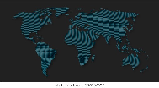 Stripe world map , creative  abstract line pattern . 