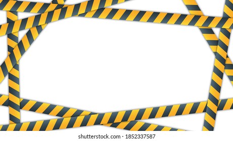 The stripe is yellow and black. Fence tape frame, warnings, danger. Vector illustration with space for text.