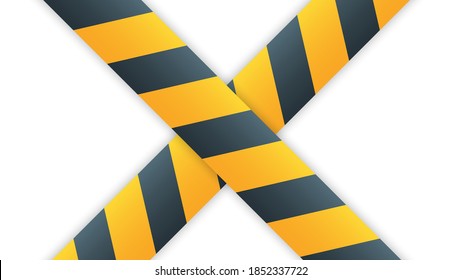 The stripe is yellow and black. Fence tape frame, warnings, danger, crosshair. Vector illustration.