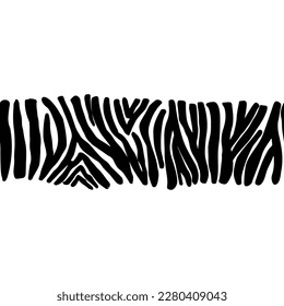 Stripe with the zebra texture on a white background
Realistic Zebra Skin Stripe Vector Border Texture. 
Hand drawn abstract seamless pattern, animal background, simple style - great for textiles