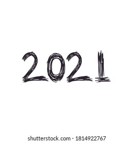 striped 2021 flat style icon design, Happy new year welcome celebrate and greeting theme Vector illustration