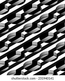 Striped 3D Cylindrical Holes Vector Seamless Pattern Background