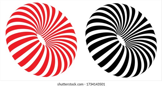 Fondo de forma 3D rayado. Resumen 3d en blanco y negro también forma roja y blanca. Diseño conceptual del vector de forma 3D a rayas. Ilustración del vector EPS 10