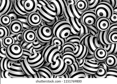 Striped 3D sphere background. Vector design element.