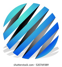 Striped 3d spheres, orbs. Sphere icons, abstract sphere logos.