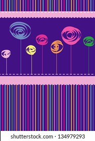 striped, abstract background with flowers