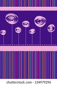 striped, abstract background with flowers