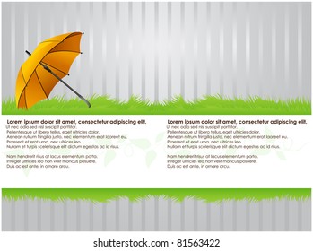 Striped abstract background with it located on green grass and open umbrella