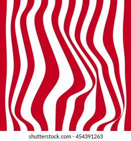 Striped abstract background. red and white zebra print. Vector illustration. eps10