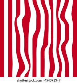 Striped abstract background. red and white zebra print. Vector illustration. eps10