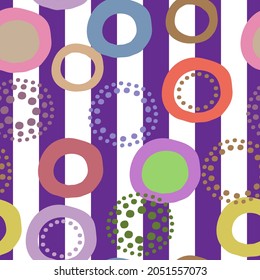 Striped abstract circles dots pattern background Round sun flower logo icon sign Hand drawn modern design for textile fabric Fashion print clothes apparel greeting invitation card cover flyer poster