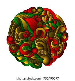 Striped abstract ornamental illustration for design. Round pattern.  