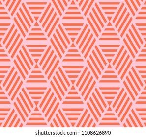 Striped abstract seamless background with rhombuses. Infinity geometric pattern. Vector illustration.