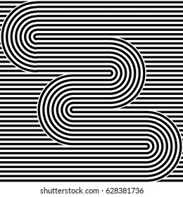 Striped abstract seamless pattern background tile. Black and white retro stripy vector illustration. Textile fabric design element.