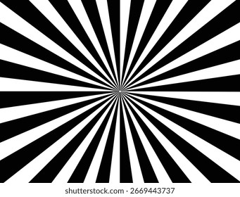 Plano de fundo vetorial abstrato listrado. Raios pretos e brancos do meio.