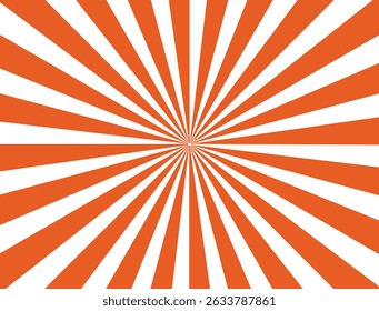 Striped Abstract vector background. Orange and white rays from the middle.