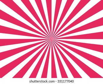 Striped Abstract vector background. Red and white rays from the middle.