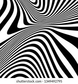 Striped abstract wavy background. black and white zebra print. illustration. Fashion fabric modern backdrop