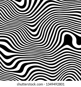 Striped abstract wavy background. black and white zebra print. illustration. Fashion fabric modern backdrop