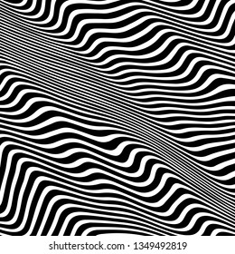 Striped abstract wavy background. black and white zebra print. illustration. Fashion fabric modern backdrop