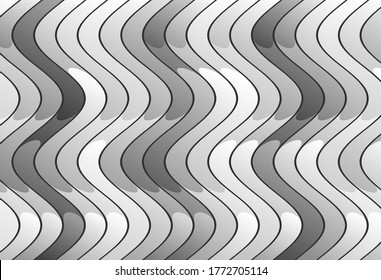 Striped abstraction. Wavy pattern with optical illusion. Background with waves texture. Vertical curvy lines. 3d vector illustration.