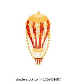 Striped air balloon concept. Vector flat illustration.