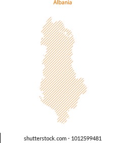 Striped Albania map isolated on white