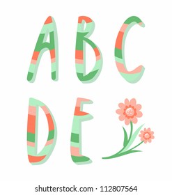 Striped alphabet letters a,b,c,d,e