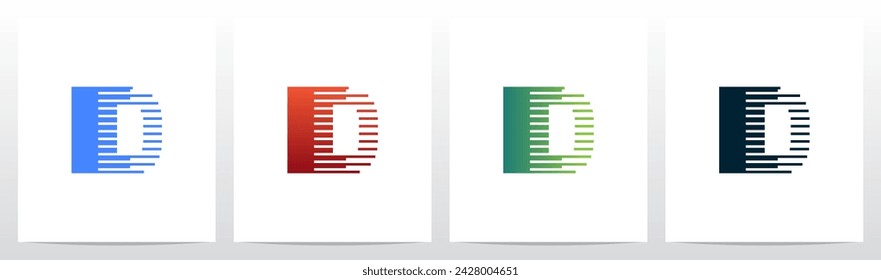 Gestreiftes Alphabet Zusammenführen in Rechteck Modernist Retro Initial Letter Logo Design D