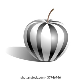 Striped apple on white background