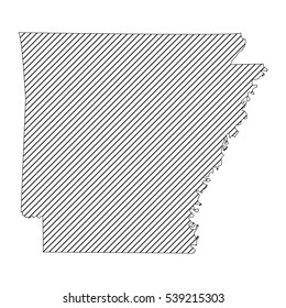 Striped  Arkansas map isolated on white