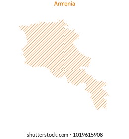 Striped Armenia map isolated on white