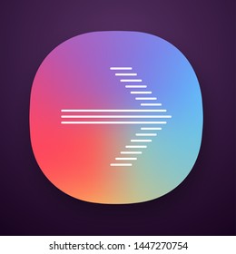 Striped arrow app icon. Forward indicator, right turn. Pointer symbol. Next, forward. Arrowhead indicating rightward. UI/UX user interface. Web or mobile application. Vector isolated illustration