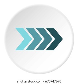 Striped arrow icon in flat circle isolated vector illustration for web