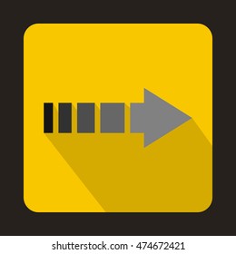 Striped arrow icon in flat style with long shadow