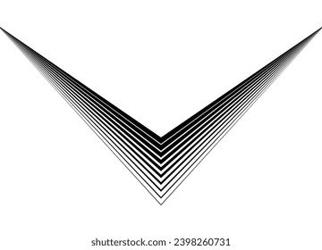 
Striped arrow made of black lines on a white background. Vector background. Basics for graphic design. Arrow. Triangles. Vector illustration