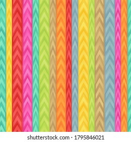 Striped Asymmetric Seamless Pattern of Gradient Geometric Elements. Continuous Retro Style Background.