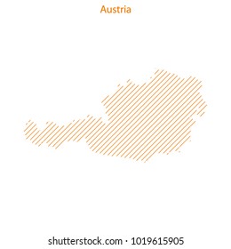 Striped austria map isolated on white