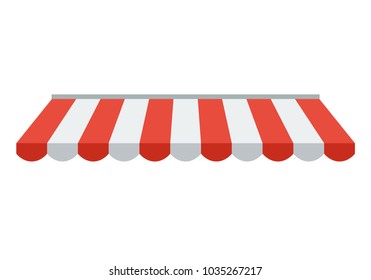 Striped awning, canopy for the store. Awning for the cafes and street restaurants. Vector illustration isolated on white background. svg