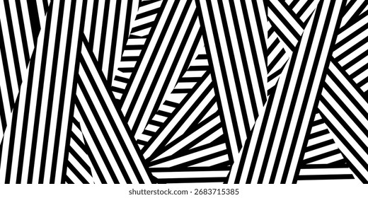 Striped background. Black and white stripes. Monochrome ornamental background. Design for decor, print. Background in 4k format  3840 х 2160.
