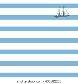 striped background with boat print