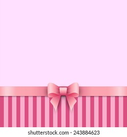 Striped background with children's pink bow
