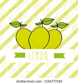 striped background with delicious fresh nature lemon