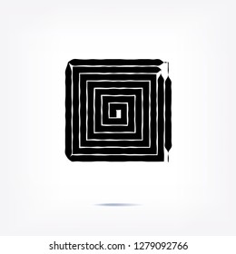 Striped background. Distorted square sign. Abstract spiral square pattern. Helix graphic element. Vector illustration.