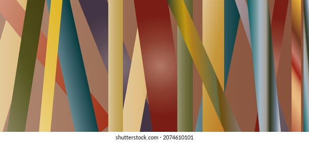 Fondo rayado con formas geométricas. Plantilla para papel pintado, salvapantallas, diseño moderno en tonos postales.