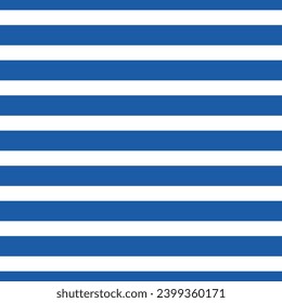 Striped background with horizontal straight blue and white stripes. Seamless and repeating pattern. Editable vector illustration.